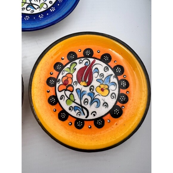 5pc Ceramic Plate Set Italian 4" Appetizer Sauce Dishes Hand Painted Colorful - Picture 5 of 9